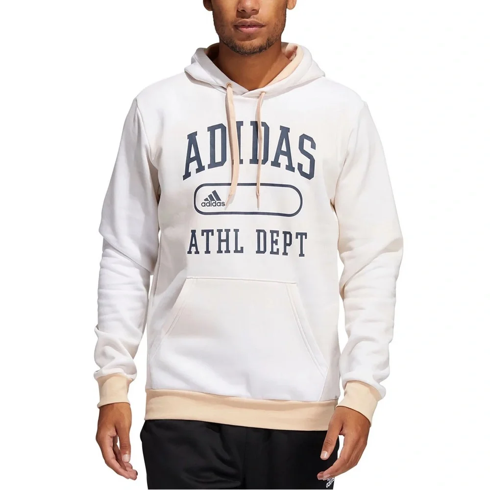 NWT Adidas Men’s Athletic Dept Fleece Hoodie in White/Halo Blush